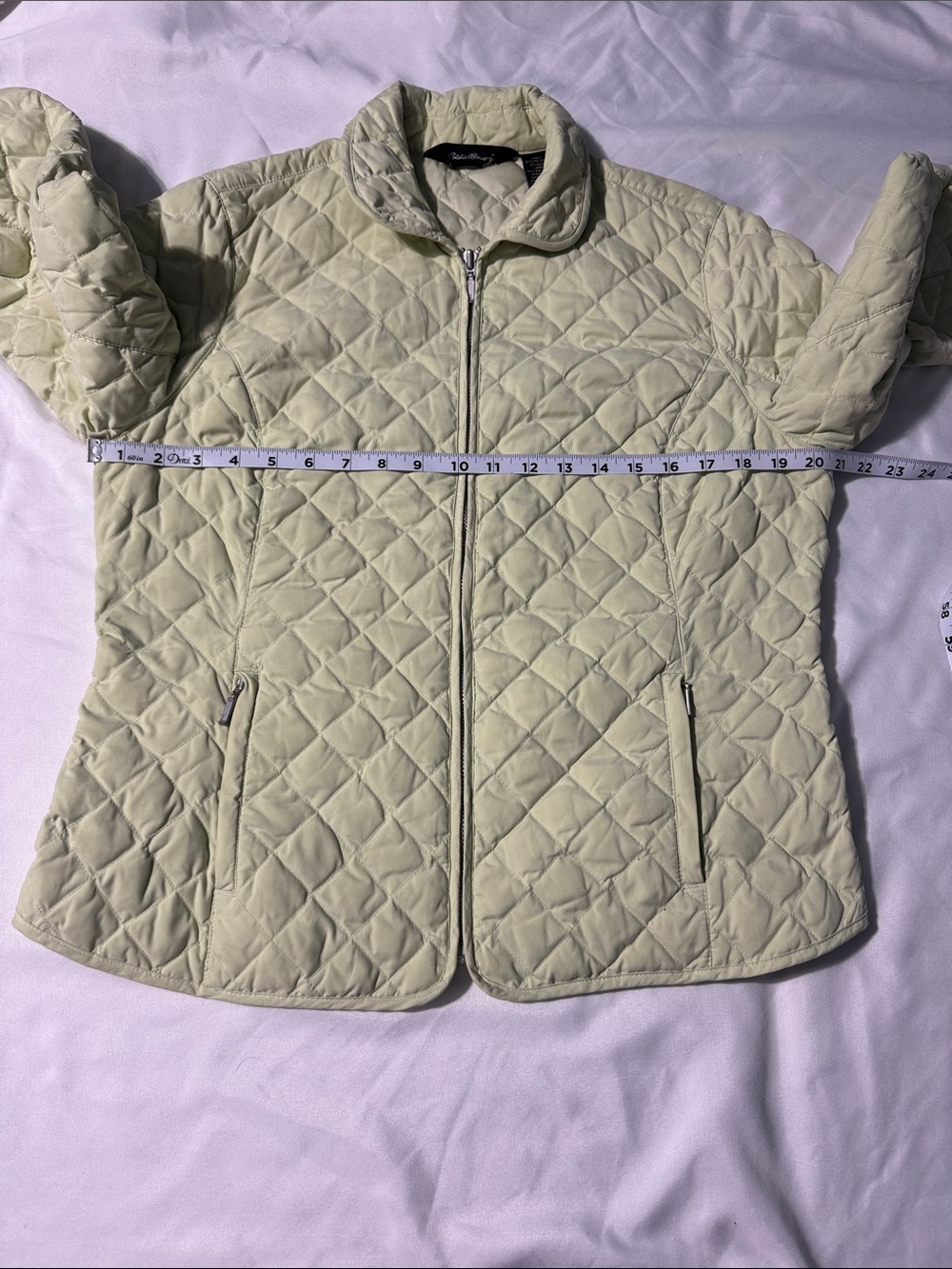 Eddie Bauer Goose Down Quilted Puffer Jacket Sage Green Large Gorpcore Hiking - Picture 9 of 13